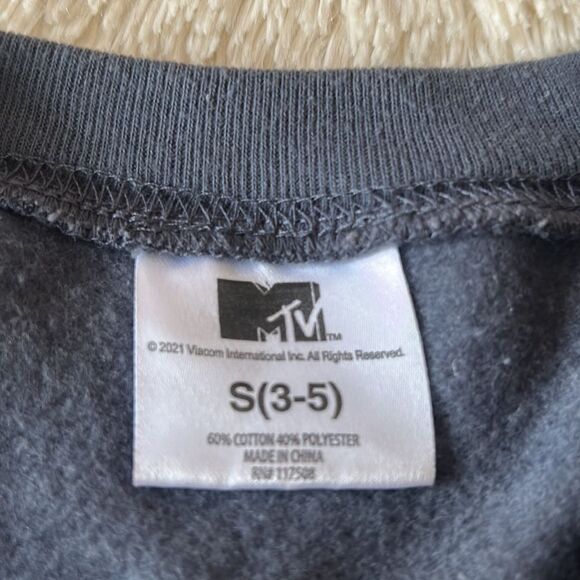 MTV logo blue gray pullover size small (3-5) - Picture 8 of 16